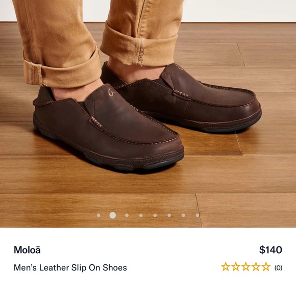 OluKai Men's Brown Moloa Leather Slip-Ons - Picture 4 of 4